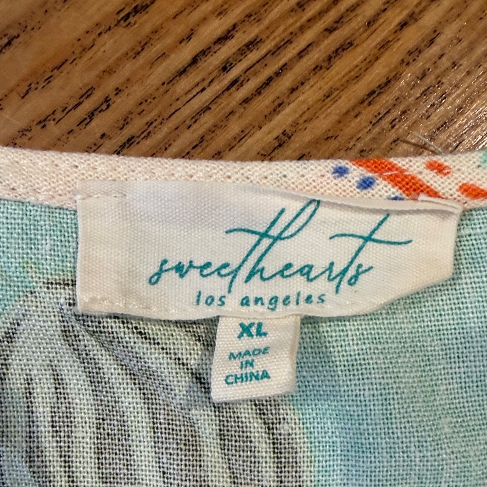 Sweet Hearts Los Angeles XL Linen Blend Colorful Fruit Print Top Vest Pant Set - Picture 3 of 16